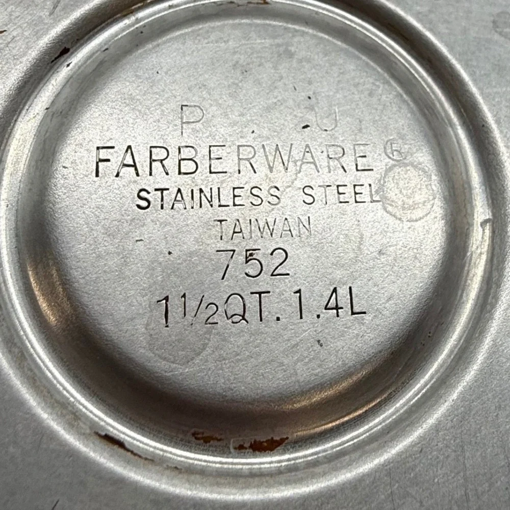 VTG Farberware‎ 752 Stainless Steel Tea Kettle 1.5 Qt Wood Handle handle Crack